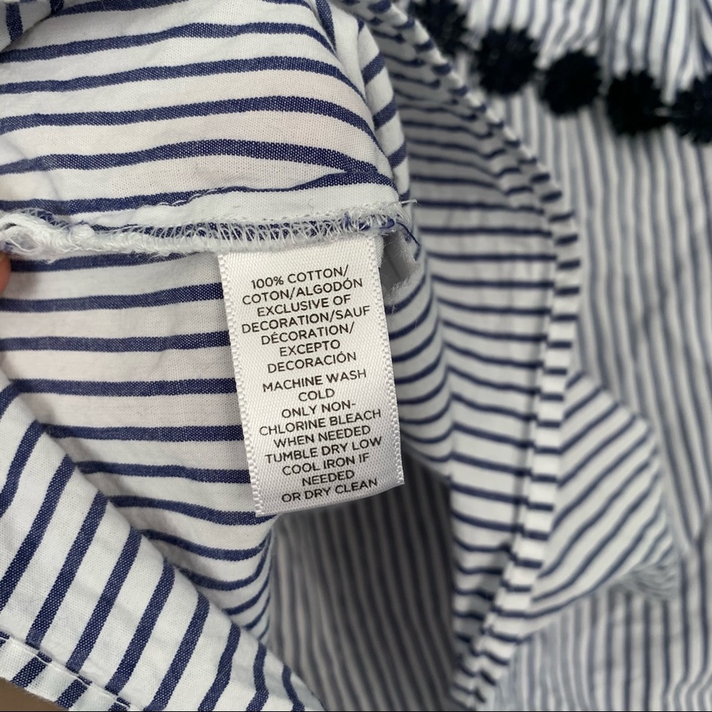 LOFT Striped One Shoulder Top Embroidered Ruffle S - Picture 6 of 7